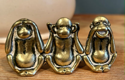 Vintage Brass Monkeys, Hear no evil, See no evil and speak no evil.