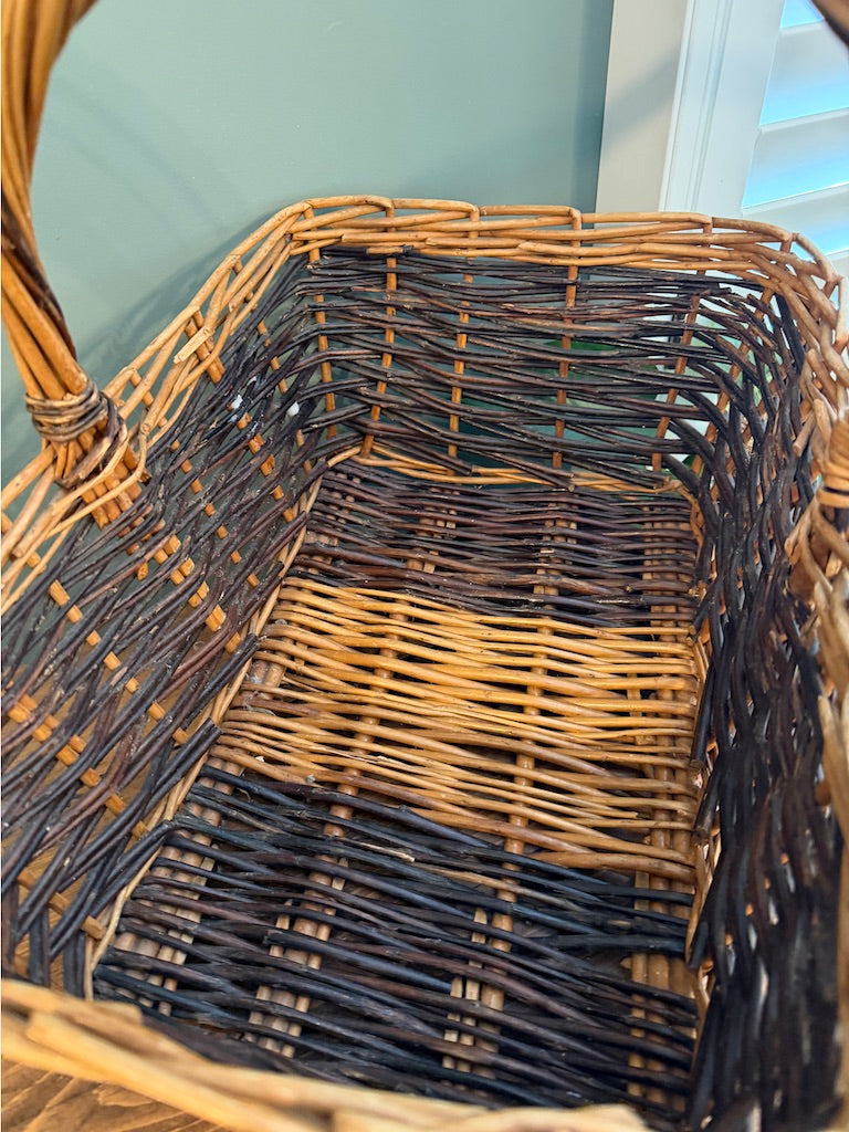 Dark Vintage Wicker Handled Basket