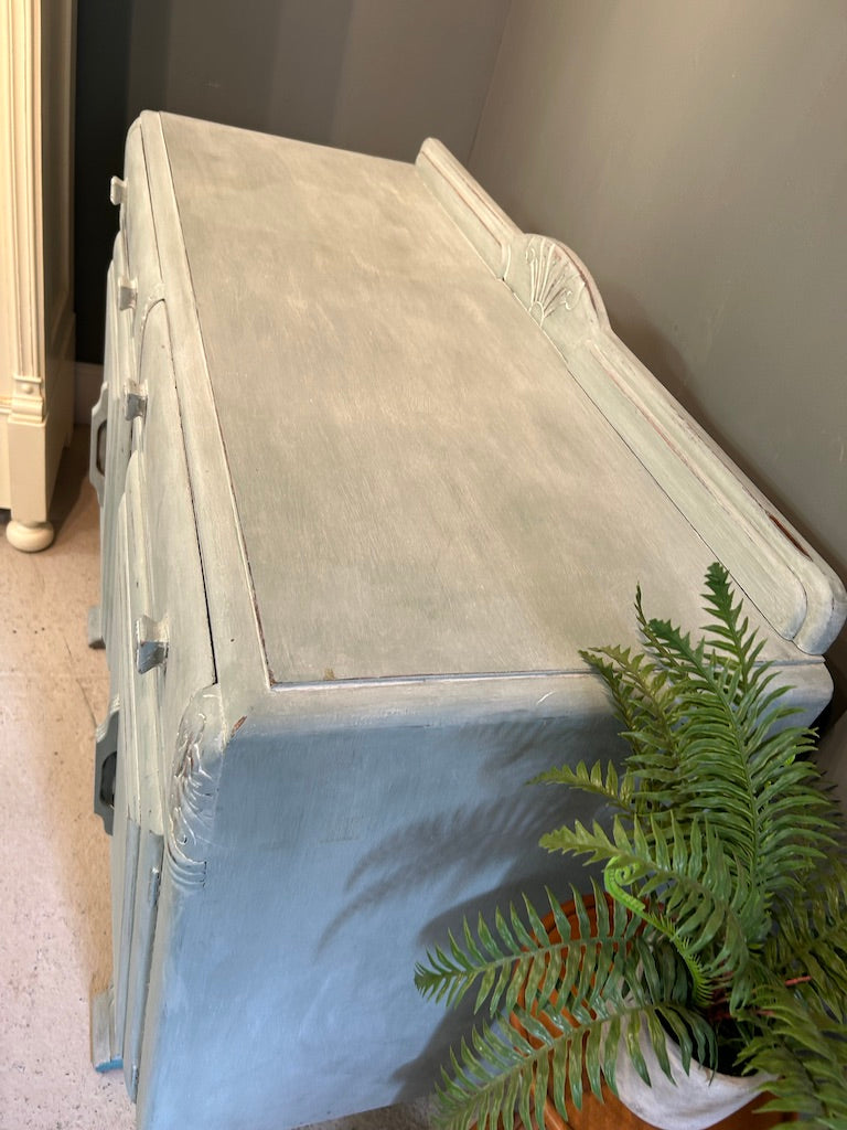 Vintage Shabby Painted Sideboard with White wash finish.