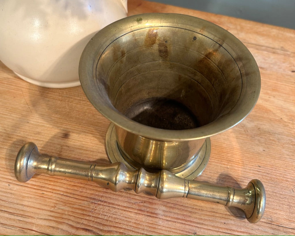 Antique Brass Pestle and Mortar