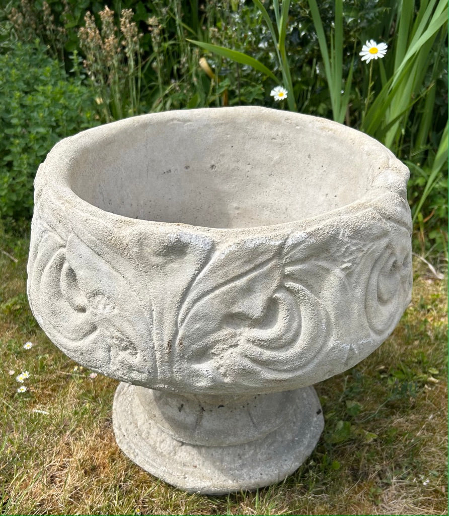 Pair of Concrete Ornate Planters
