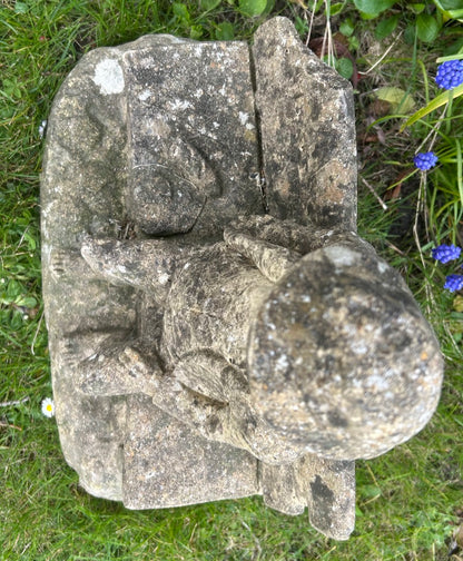 Vintage Weathered Man on bench statue