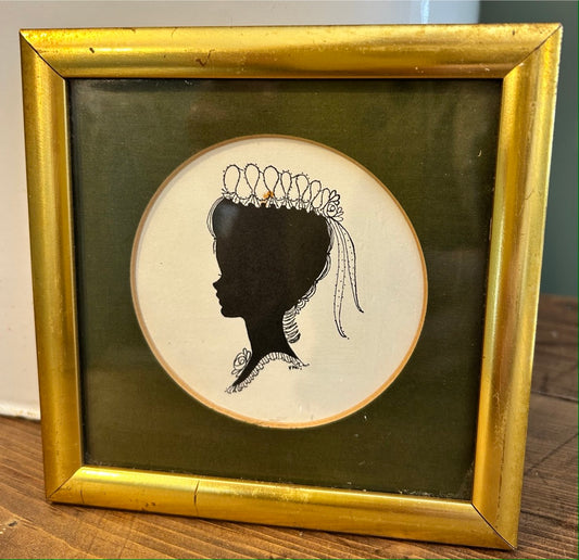 Small Vintage Female Framed Silhouette Portrait