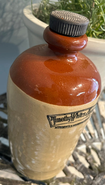 Vintage Stone Ware Chemist Bottle - Antique Vessel