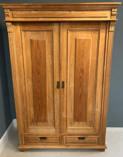 Antique Pine Wardrobe Armoire