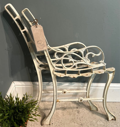 Vintage White Cast Iron Antique Garden Bench Ends