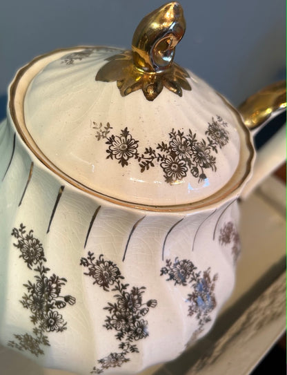 Vintage Chintzy Gold Floral Sadler Tea Pot