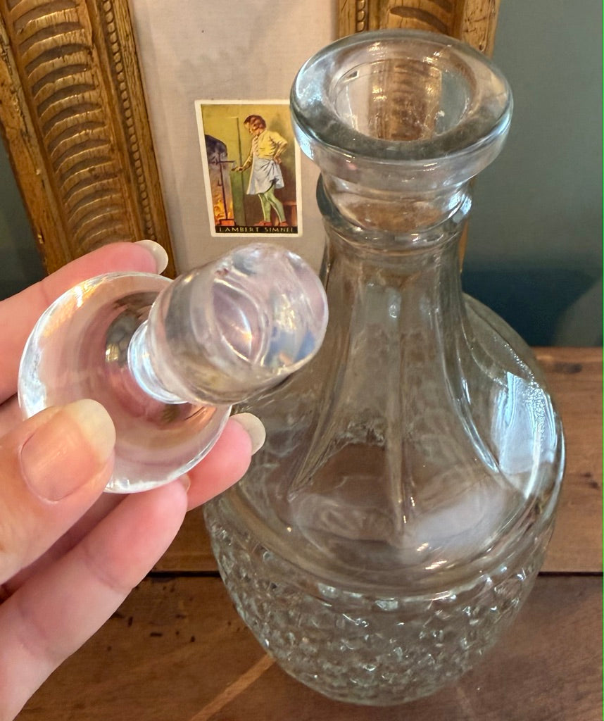 Vintage Cut Glass Decanter with Stopper *J