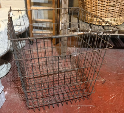 Square Rustic Vintage Wire Log Basket