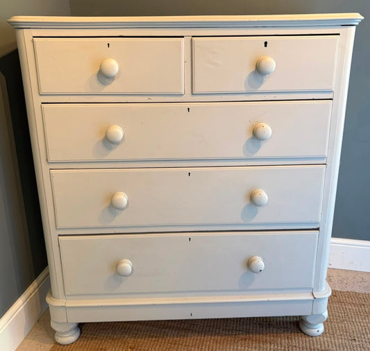Vintage White Painted Distressed Chest of Drawers
