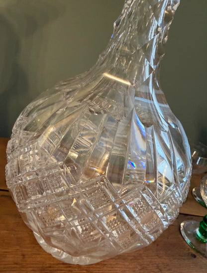 Vintage Cut Glass Decanter with Stopper *F