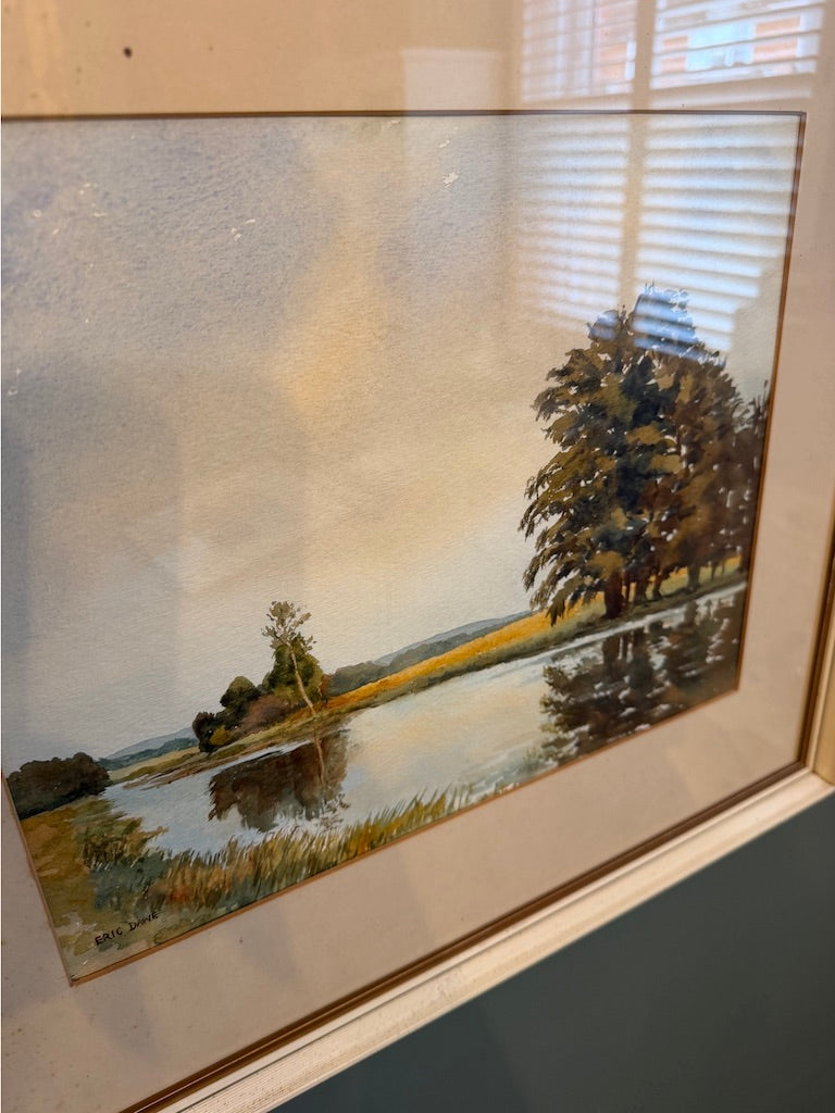 Vintage Framed Original Water Colour Painting "River Scene" by Eric Dawe