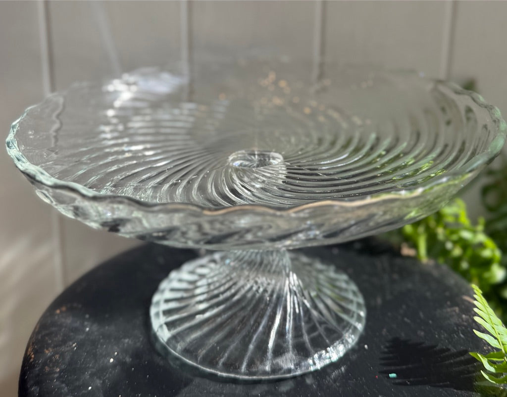 Pretty Vintage Glass Cake Stand