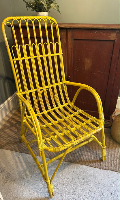 Vintage Bamboo Chair - Painted Yellow