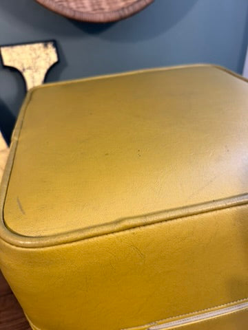 Vintage Mustard Vinyl Mid Century Foot Stool Pouffe