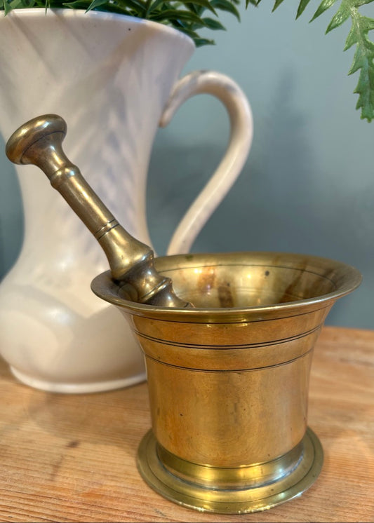 Antique Brass Pestle and Mortar