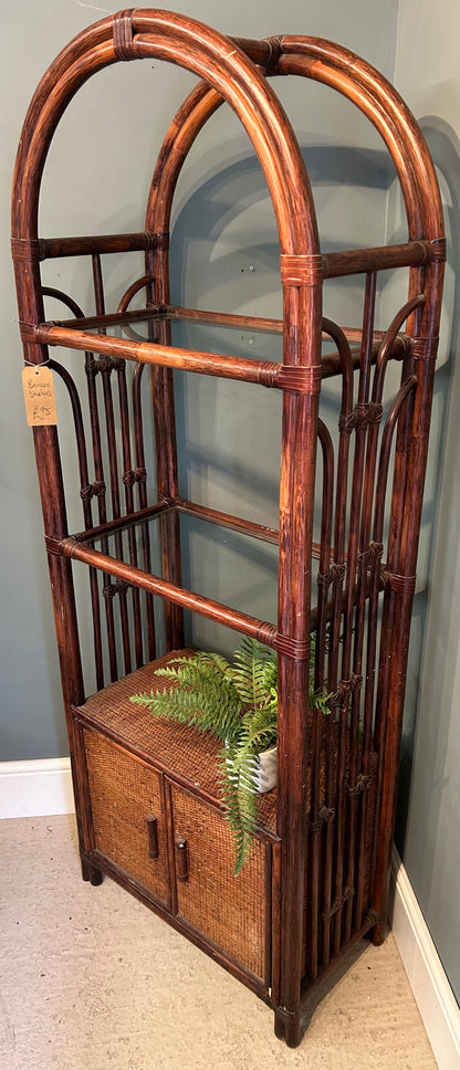 Vintage Bamboo shelves with cupboard underneath