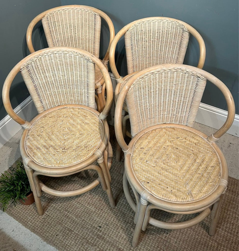Vintage Set of 4 Bamboo Chairs