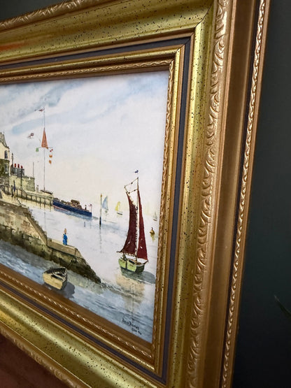Original Painting Sea Side Landscape Framed