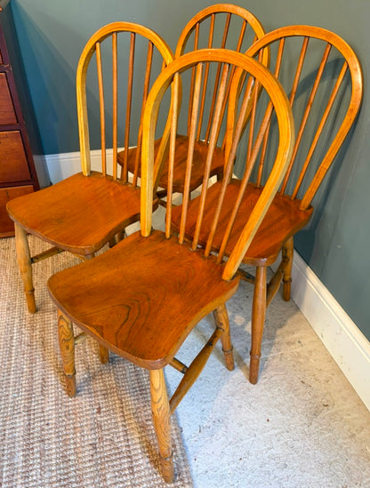 Set of 4 Vintage Elm Stick back Chairs