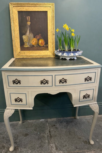 Painted Vintage Knee Hole Desk with leather top