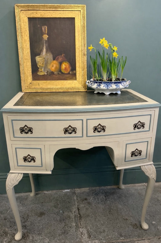 Painted Vintage Knee Hole Desk with leather top