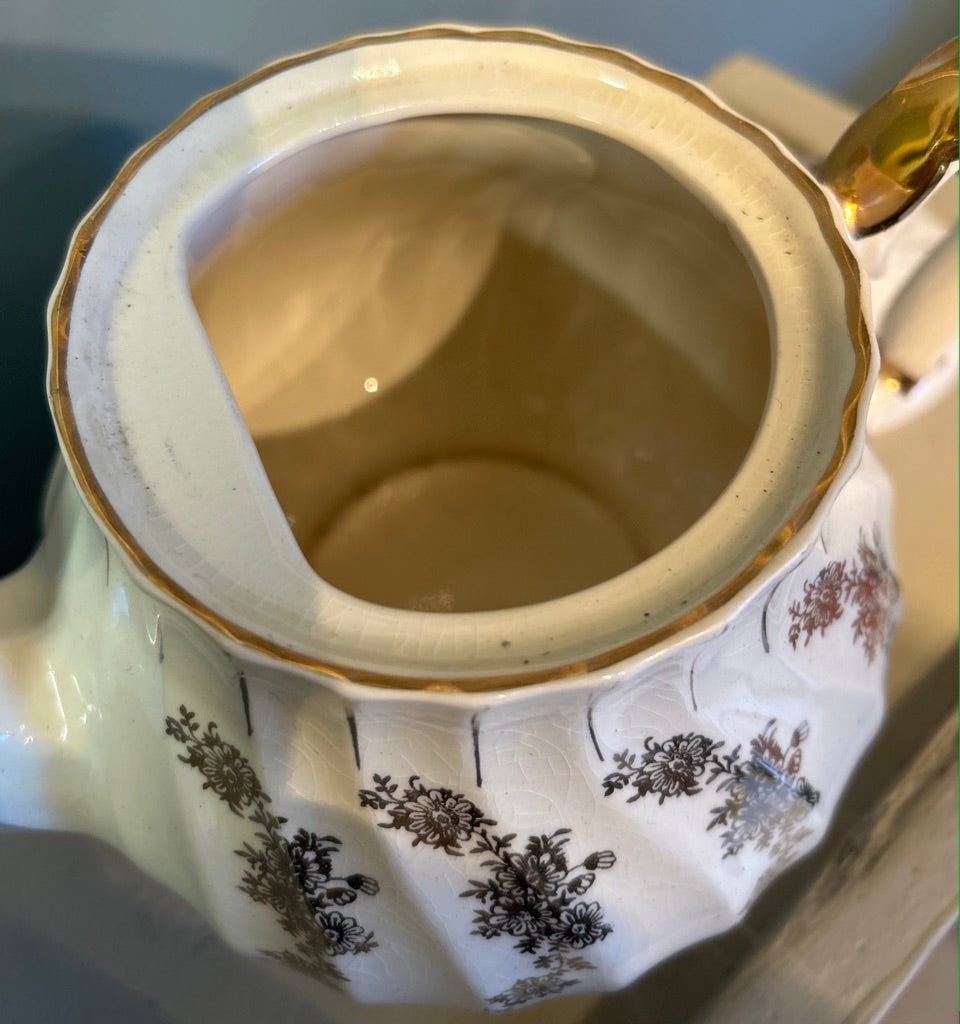 Vintage Chintzy Gold Floral Sadler Tea Pot