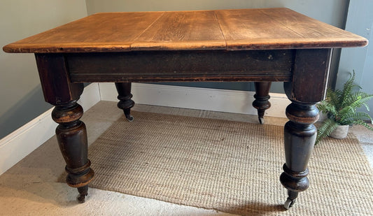 Antique Farmhouse Table on Casters