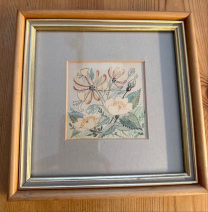 Vintage Framed Botanical Original Water Colour Painting By Carol Worth