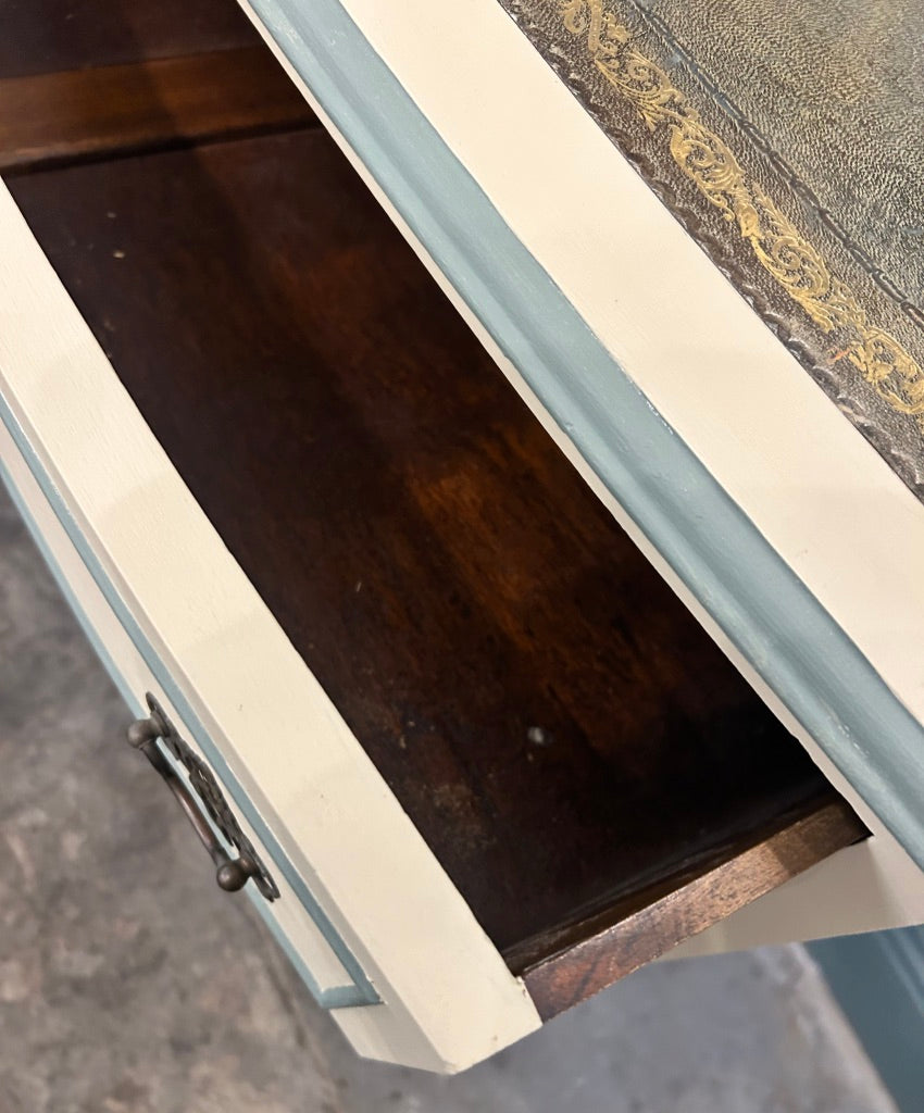 Painted Vintage Knee Hole Desk with leather top