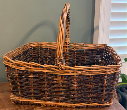 Dark Vintage Wicker Handled Basket
