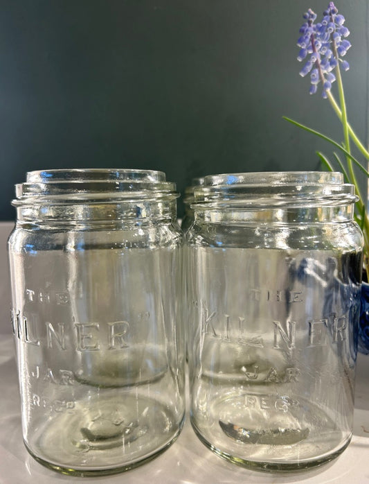 Set of 5 Vintage Glass Kilner Jars - Rustic Vases