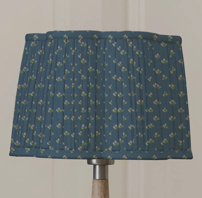 Traditional Vintage Style Pleated Scalloped shape Lamp Shade - Denim Blue