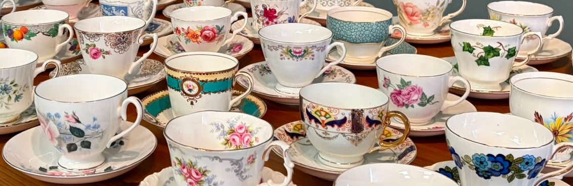 Job lot 15 Pretty Vintage Tea Cups & Saucers- Ideal for use at Tea Parties