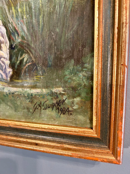 Vintage Architect Painting in Gold Frame