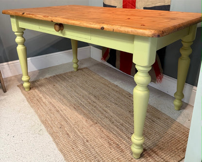 Small Vintage Painted Pine Farmhouse Table