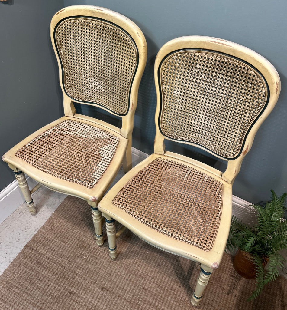 Pair of French Vintage Painted Dinning Chairs