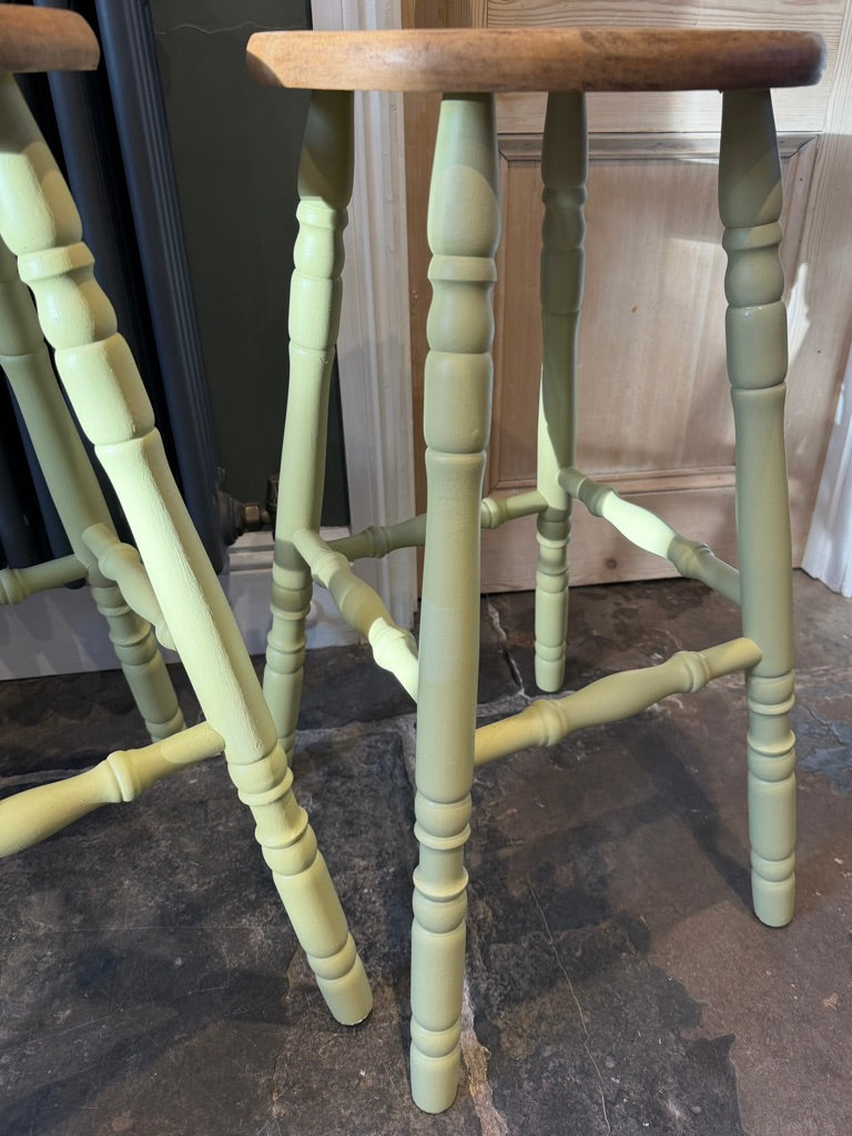 Pair of Painted Pine Stools
