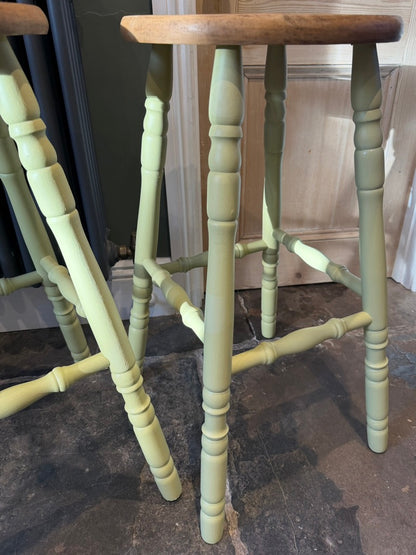 Pair of Painted Pine Stools